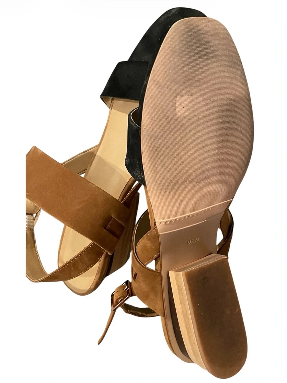 Women's Two-Tone Black and Brown Slingback Sandals